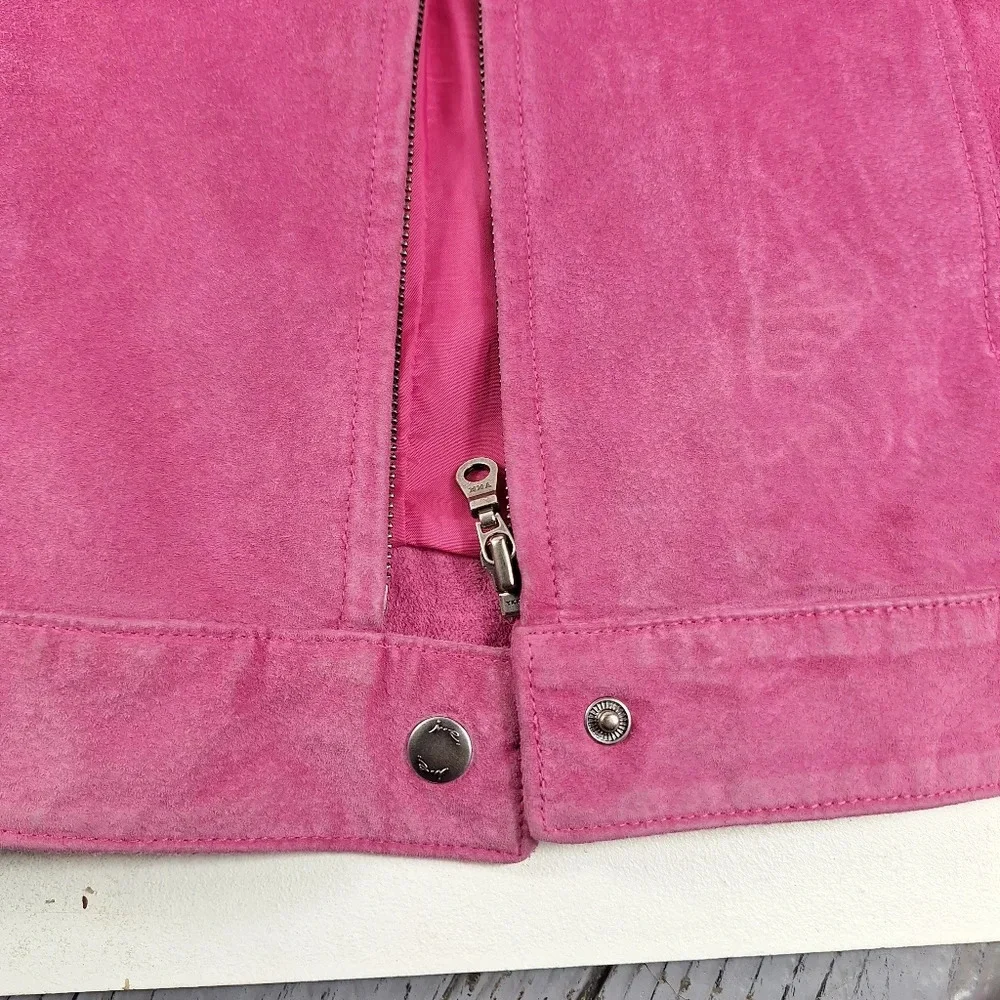 INC International Concepts Suede Pink XL Womens Jacket Silver Colored Zippers - Picture 7 of 16